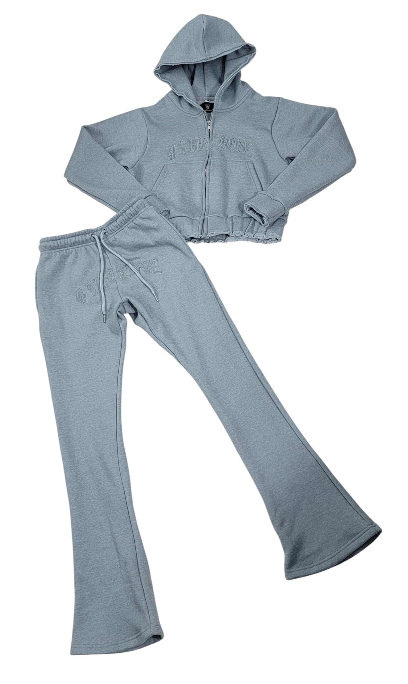 4 THE LOVE DISTRESSED EMBROIDERY FEMALE SET (GREY)